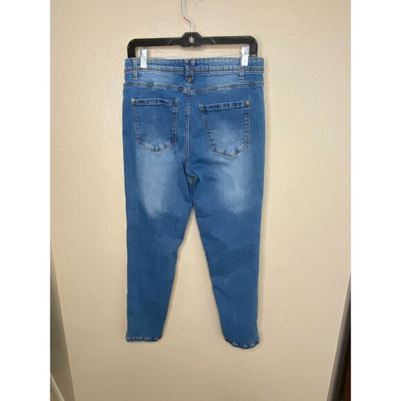 Curve Appeal Womens Mid Rise Slim Fit Jeans 10/30 Medium Wash Denim Stretch - Picture 3 of 8